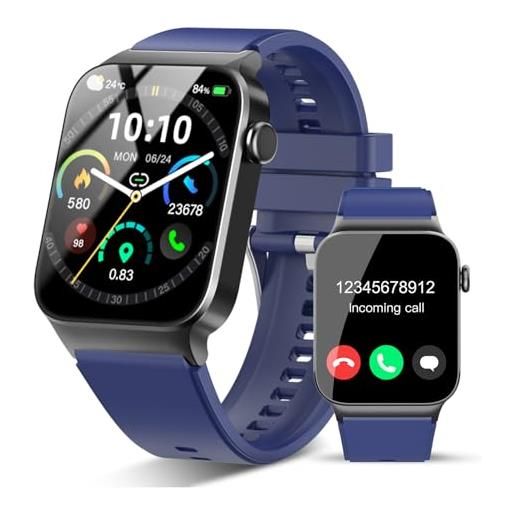 STECEi smartwatch uomo donna rispondi/effettua chiamate, 1.85 orologio smartwatch con 113 sportivo, impermeabil ip68 sportivo watch con contapassi/sonno/cardiofrequenzimetro, blu