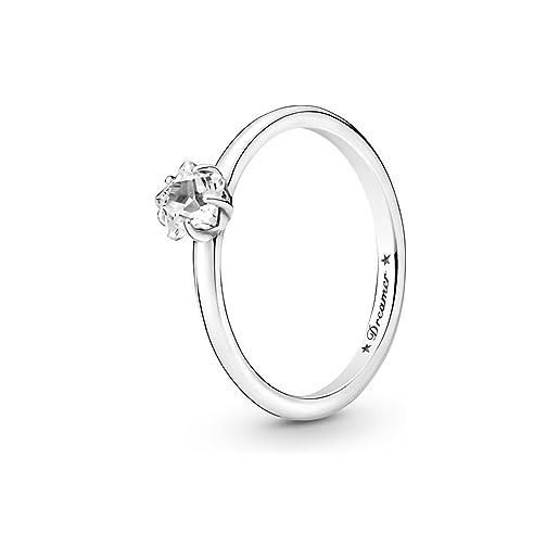 PANDORA anello moments celestial con solitario a forma di stella brillante in argento sterling con zirconia cubica trasparente, 54