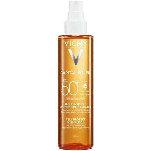 Vichy capital soleil - cell protect olio invisibile protezione spf50+, 200ml