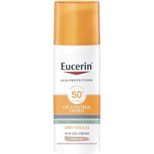 Eucerin sun protection - oil control tinted medium protezione viso spf50+, 50ml