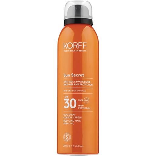 KORFF Srl korff sun secret - olio solare spray corpo e capelli spf30, 200ml