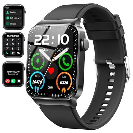 Donerton smartwatch uomo donna, 1.85 hd orologio bluetooth effettua/risposta chiamate, 110+ sportive smart watch cardiofrequenzimetro/contapassi/spo2/sonno, impermeabile ip68 fitness tracker per android ios
