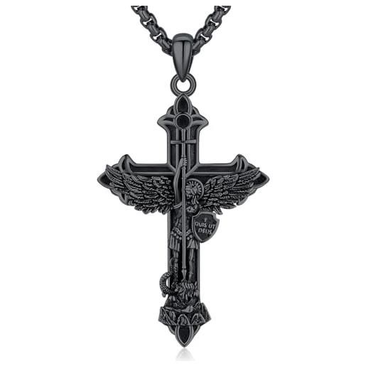 Collana Con Ciondolo Protettivo San Michele Arcangelo In Argento 925 | Gioiello Religioso Con Incisione Salmo 91:10, Regalo Unisex Per Uomo E Donna