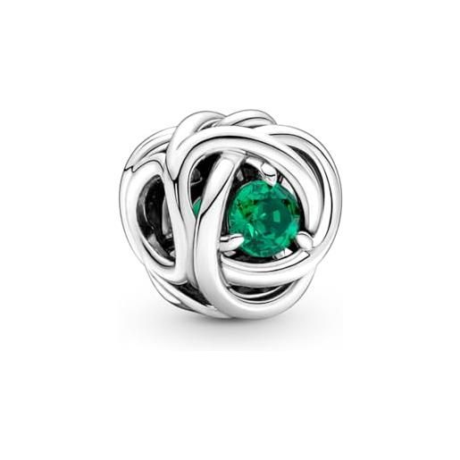 PANDORA ciondolo moments con eternity circle in argento sterling con cristallo verde reale