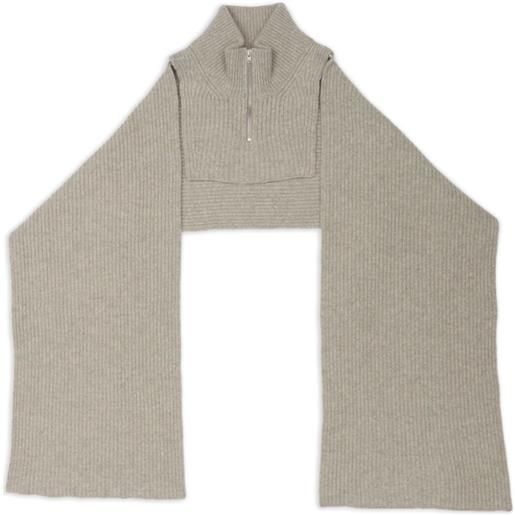 MM6 Maison Margiela sciarpa a coste con mezza zip - toni neutri
