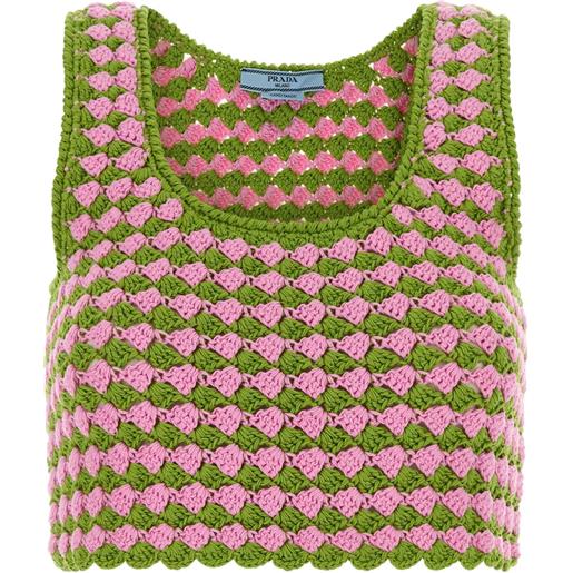 Prada top corto all'uncinetto - verde
