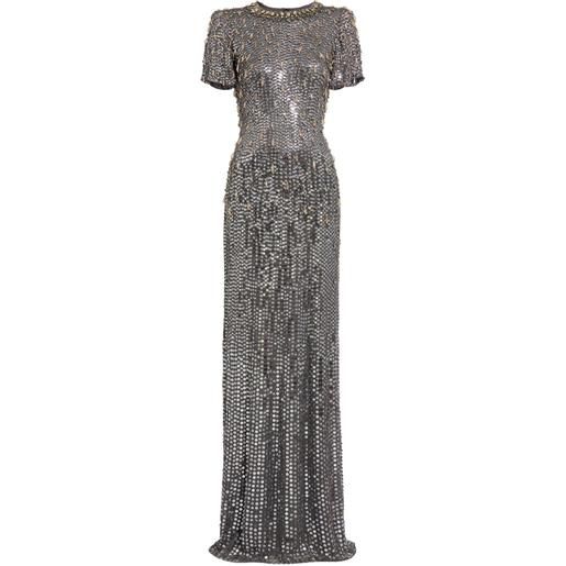 Jenny Packham abito da sera serenity con paillettes - grigio