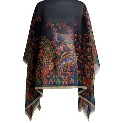 ETRO poncho a fiori - nero