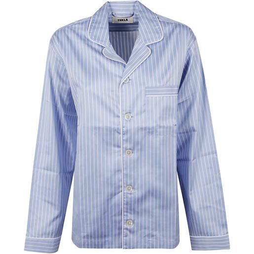 TEKLA camicia pigiama a righe - blu