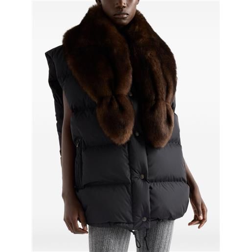Prada gilet imbottito in shearling con logo - nero