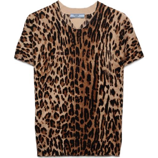 Prada t-shirt con stampa - marrone