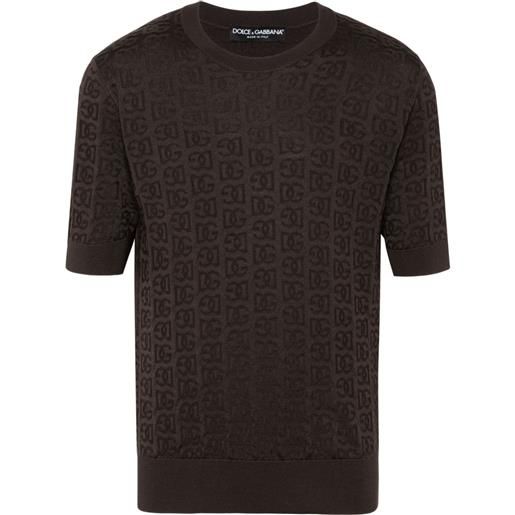 Dolce & Gabbana maglione con logo dg in seta - marrone