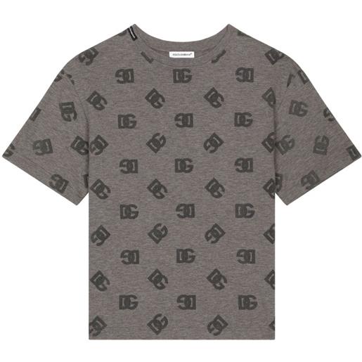 Dolce & Gabbana Kids t-shirt con monogramma - grigio