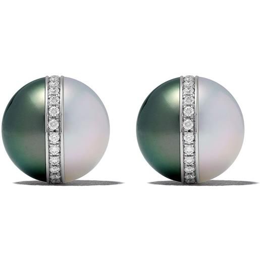 TASAKI orecchini in oro bianco 18kt con diamanti e perla dei mari del sud balance unite - argento