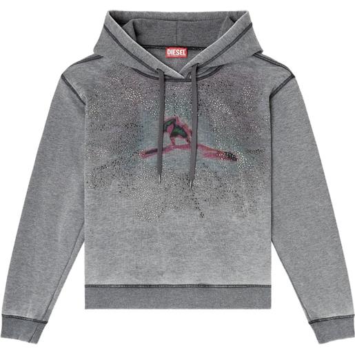 Diesel felpa con stampa e cappuccio - grigio