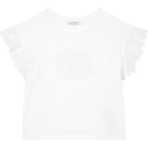 Dolce & Gabbana Kids t-shirt in pizzo sangallo - bianco