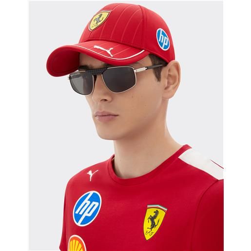 Ferrari ray-ban per scuderia Ferrari rb3776m in metallo argento e nero con lenti polarizzate grigio scuro - occhiali da sole argento os