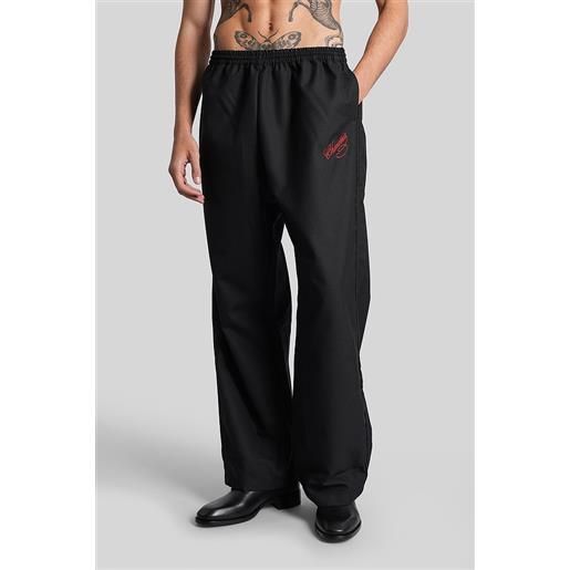 Willy Chavarria pantalone ruff rider pant in lana nera