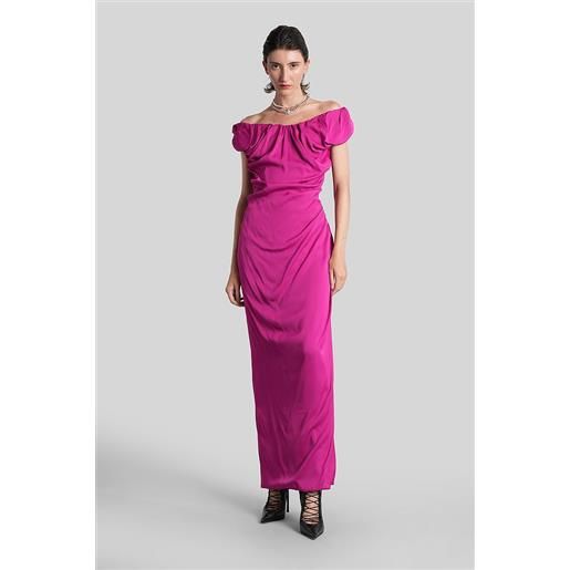 Vivienne Westwood abito lungo long ginnie in viscosa fucsia