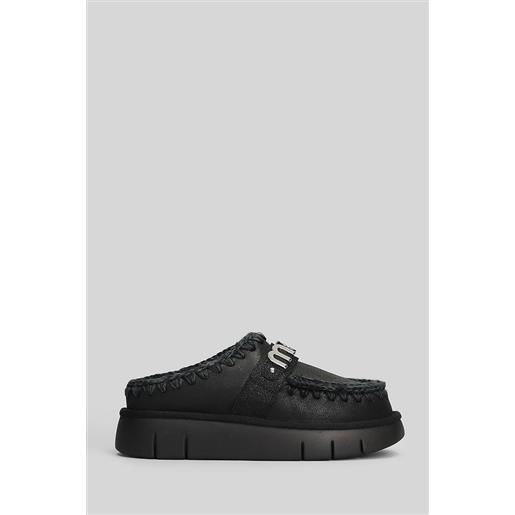Mou slipper-mule bounce clog in pelle nera