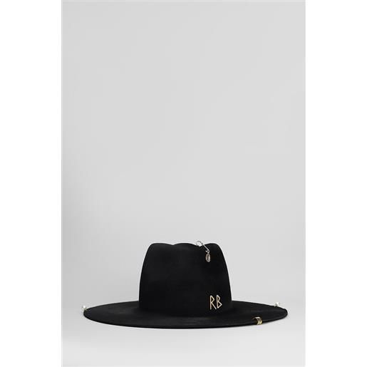 Ruslan Baginskiy cappello chain strap fedora in lana nera