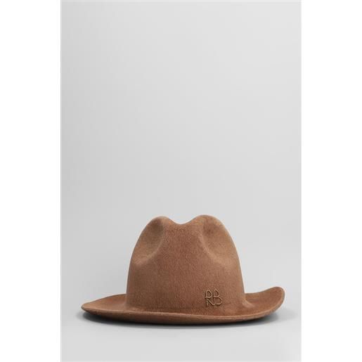Ruslan Baginskiy cappello monogram fedora hat in lana marrone
