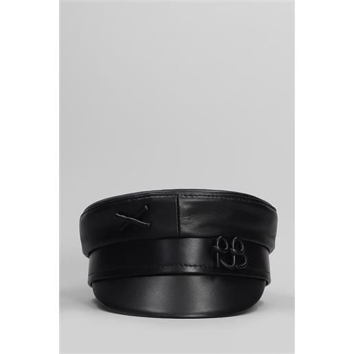 Ruslan Baginskiy cappello leather baker boy in pelle nera