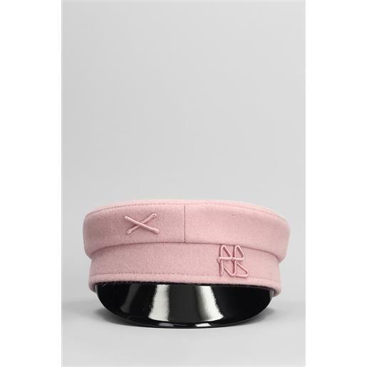 Ruslan Baginskiy cappello logo-embellished in lana rosa