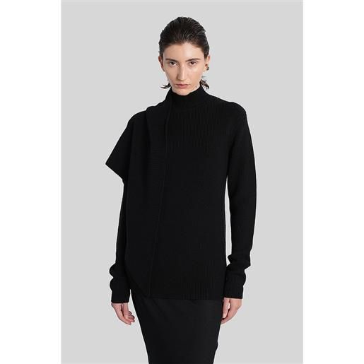 Entire Studios maglia wrap sweater in lana nera