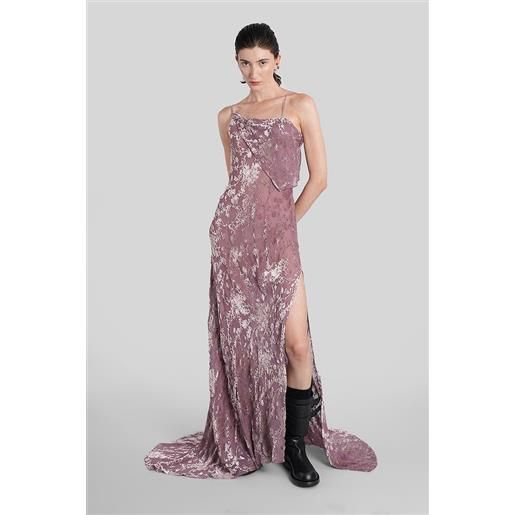 Ann Demeulemeester abito lungo aaricia in velluto rosa