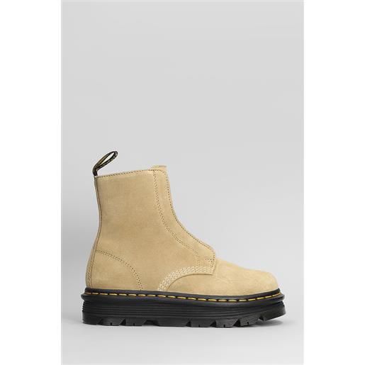 Dr. Martens anfibi zebzag lace less in camoscio beige