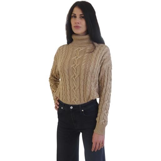 Maglia oro dolcevita a trecce