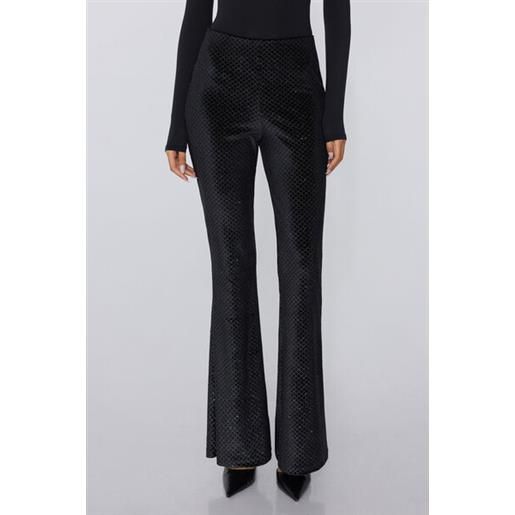 Tezenis pantaloni flare in velluto rombi glitter donna nero