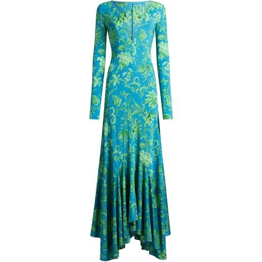 ETRO abito lungo con motivo a fiori - blu