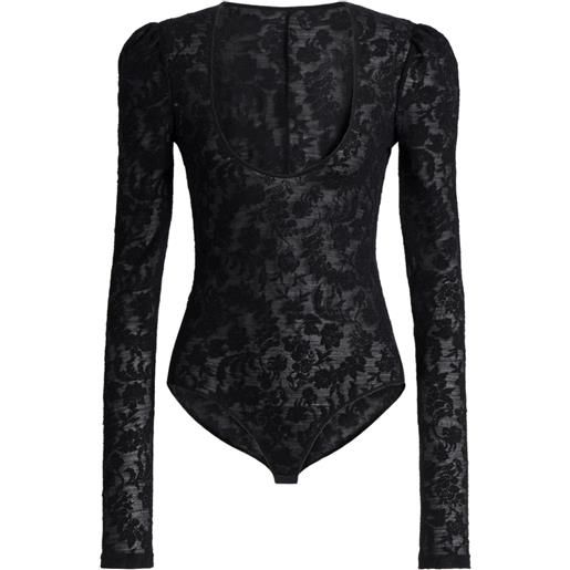 Alberta Ferretti body in pizzo a fiori - nero