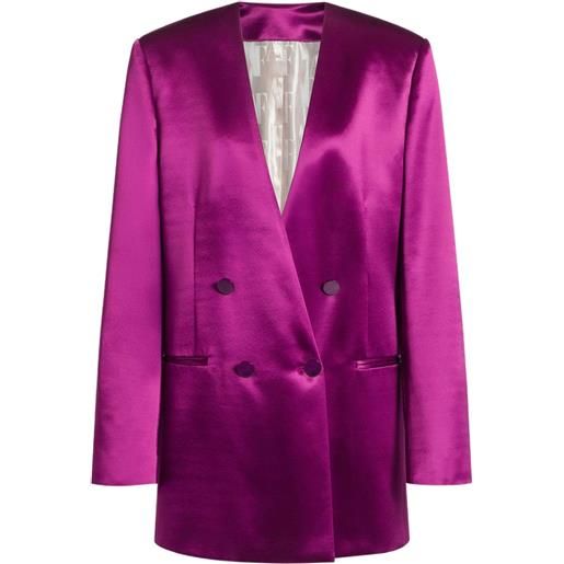 Alberta Ferretti blazer doppiopetto in raso - viola
