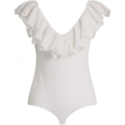 Alberta Ferretti body con scollo a v - bianco
