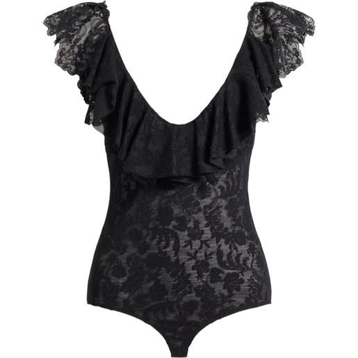 Alberta Ferretti body con ruches - nero