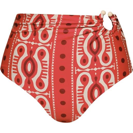 Johanna Ortiz slip bikini taita con ruches - rosso