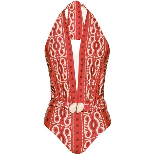 Johanna Ortiz costume intero seashell hunting con stampa - rosso
