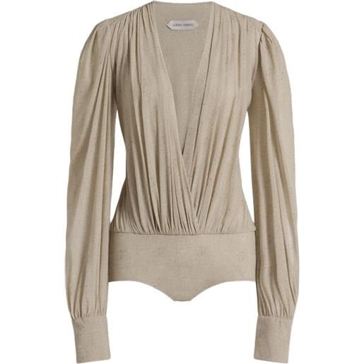 Alberta Ferretti body con maniche lunghe - toni neutri