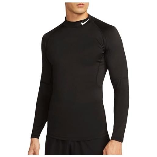 Nike fb7908-010 m np df tight ls mock canottiera uomo black/white taglia l