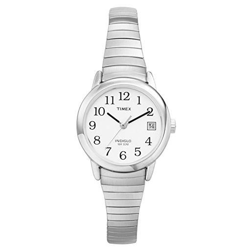 Timex classic t2h371 orologio analogico da polso da donna, acciaio inox, argento