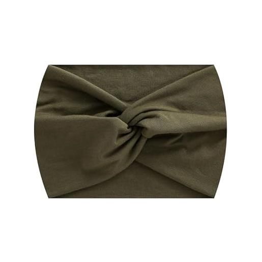 SYSUII 5 fasce larghe per capelli da donna, in tinta unita, per allenamento, yoga, turbante, elastico per donne, sport, yoga, corsa, fitness, verde militare, 5 pezzi