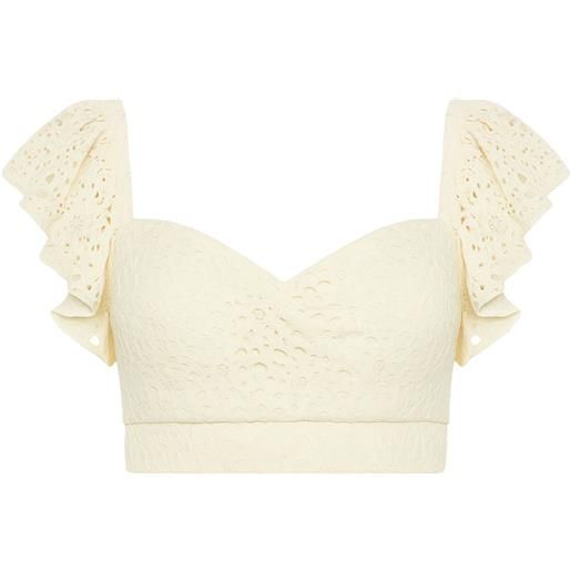 Actualee - top cropped in pizzo con coppe