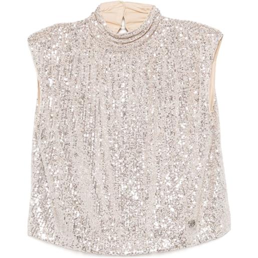 Karl Lagerfeld blusa con paillettes - argento