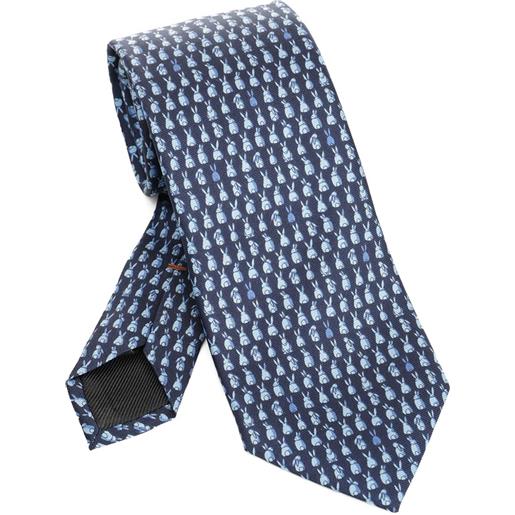 Zegna cravatta con stampa in seta - blu
