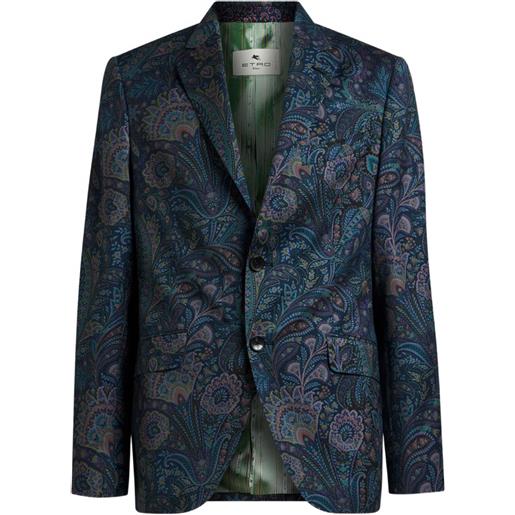 ETRO giacca monopetto a fiori - blu