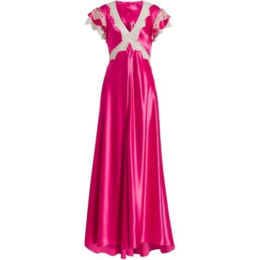 Alberta Ferretti abito lungo con finiture in pizzo - rosa