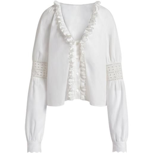 Alberta Ferretti blusa con scollo a v - bianco